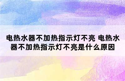 电热水器不加热指示灯不亮 电热水器不加热指示灯不亮是什么原因